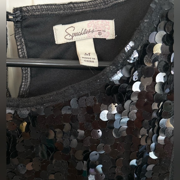Speechless Black Sequin Shift Dress Size Medium - Picture 3 of 9